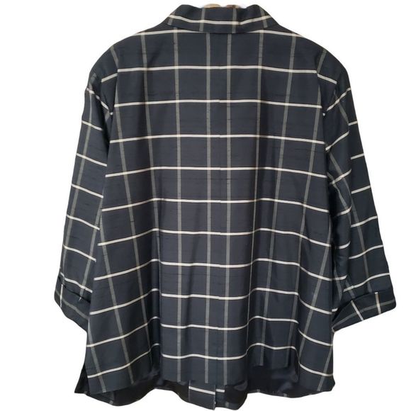 DRESSBARN Pure Silk Window Pane Jacket Size 2X - Picture 2 of 11
